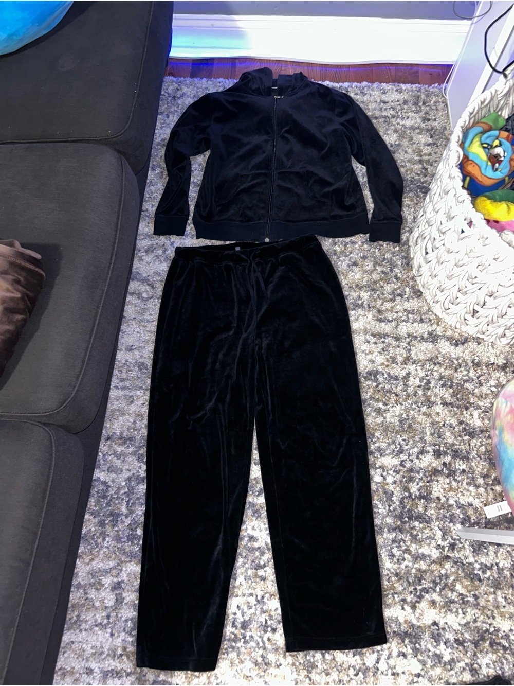 Black Velvet Two-Piece Track Set